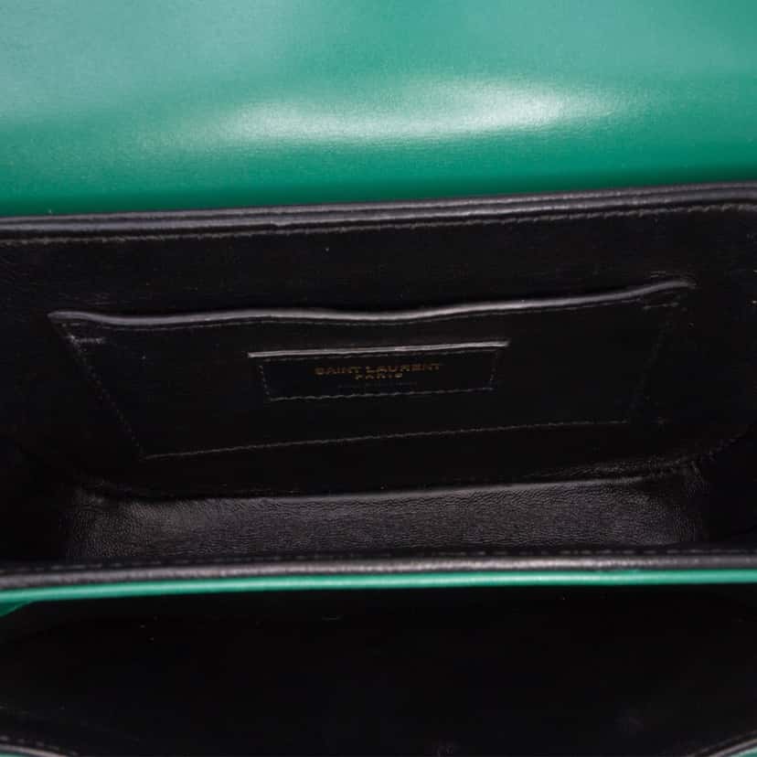 Saint Laurent Small Calfskin Solferino Satchel In Box Green Leather Good condition - Model View