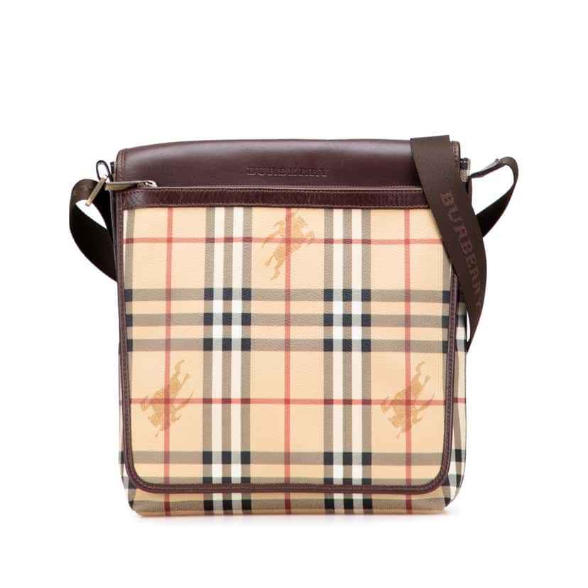 Burberry Haymarket Check Coated Canvas Crossbody Brown Canvas Good condition - Front View