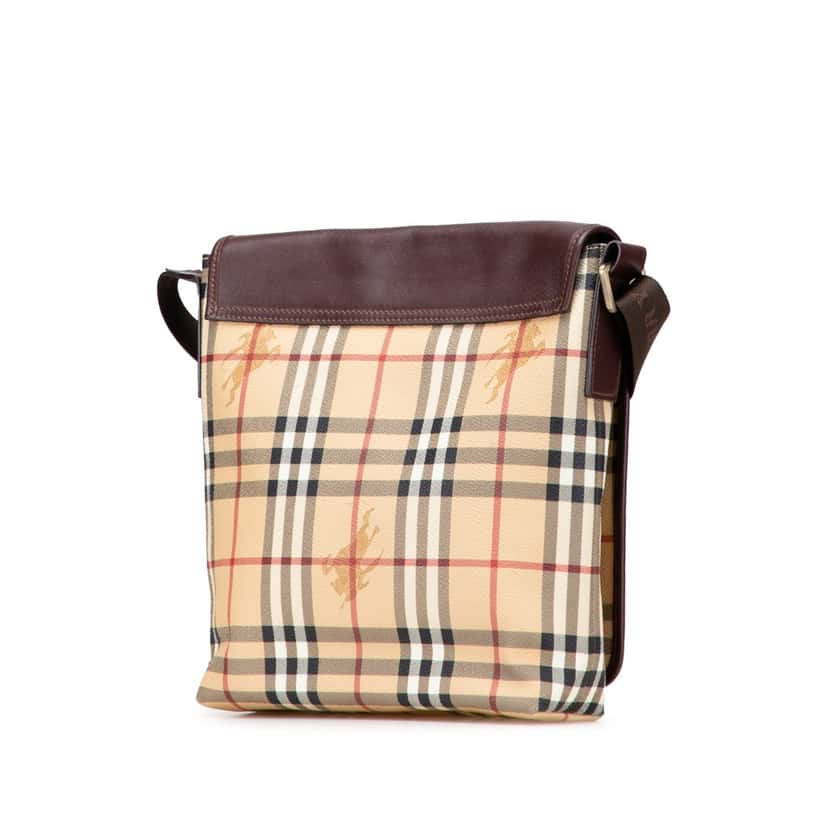 Burberry Haymarket Check Coated Canvas Crossbody Brown Canvas Good condition - Back View