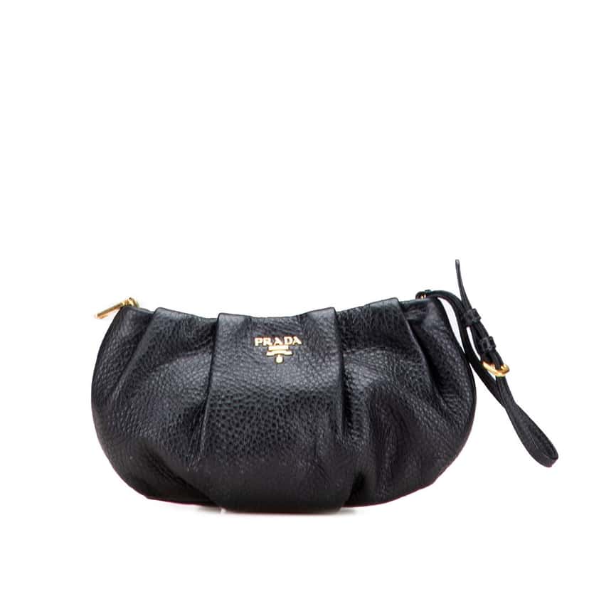 Prada Vitello Daino Clutch Black Leather Good condition - Front View