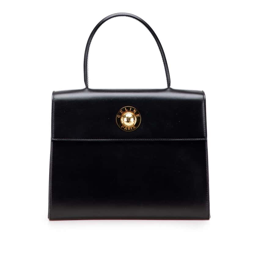Celine Leather Top Handle Bag Black Leather Good condition - Front View
