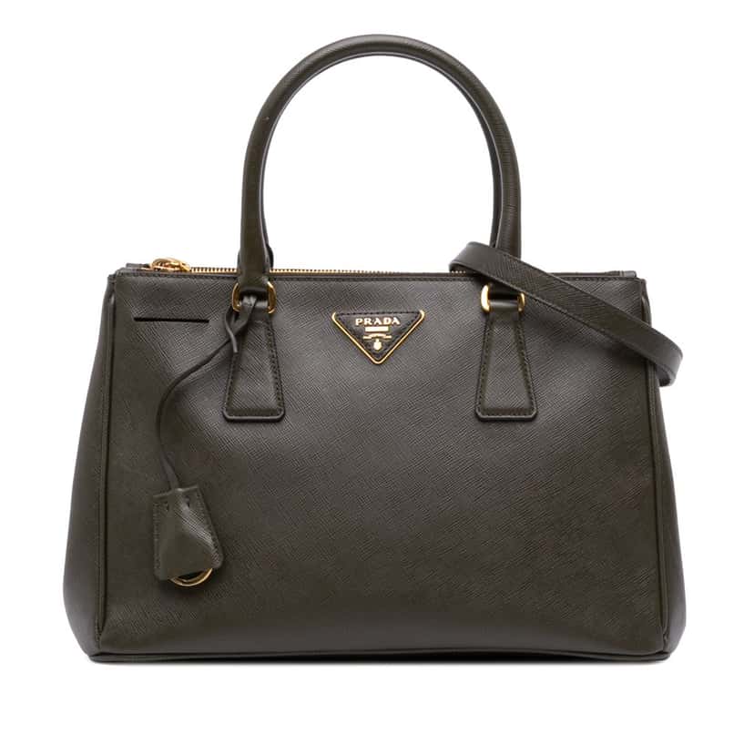 Prada Small Saffiano Lux Galleria Double Zip Satchel Brown Leather Good condition - Front View
