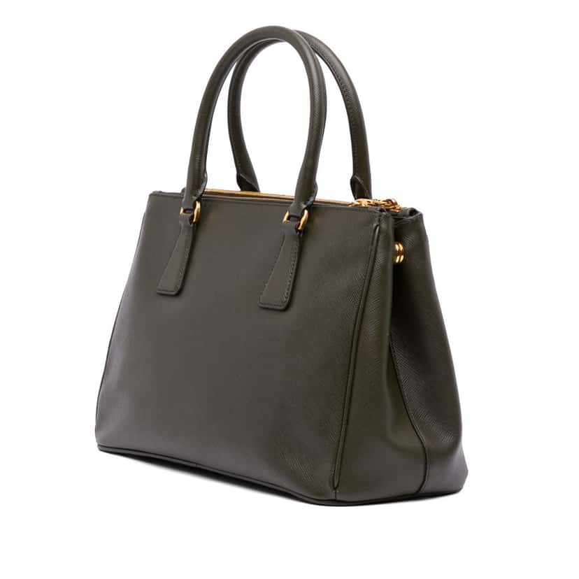 Prada Small Saffiano Lux Galleria Double Zip Satchel Brown Leather Good condition - Back View
