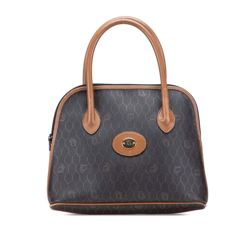 Dior Honeycomb Coated Canvas Dome Handbag Black Canvas Good condition - Front View