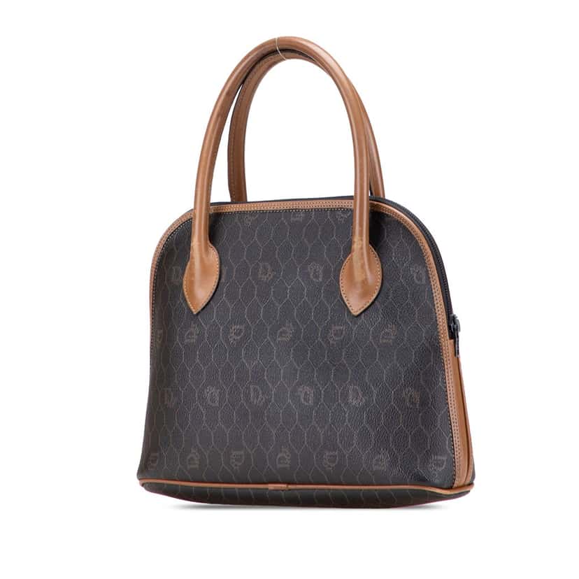 Dior Honeycomb Coated Canvas Dome Handbag Black Canvas Good condition - Back View