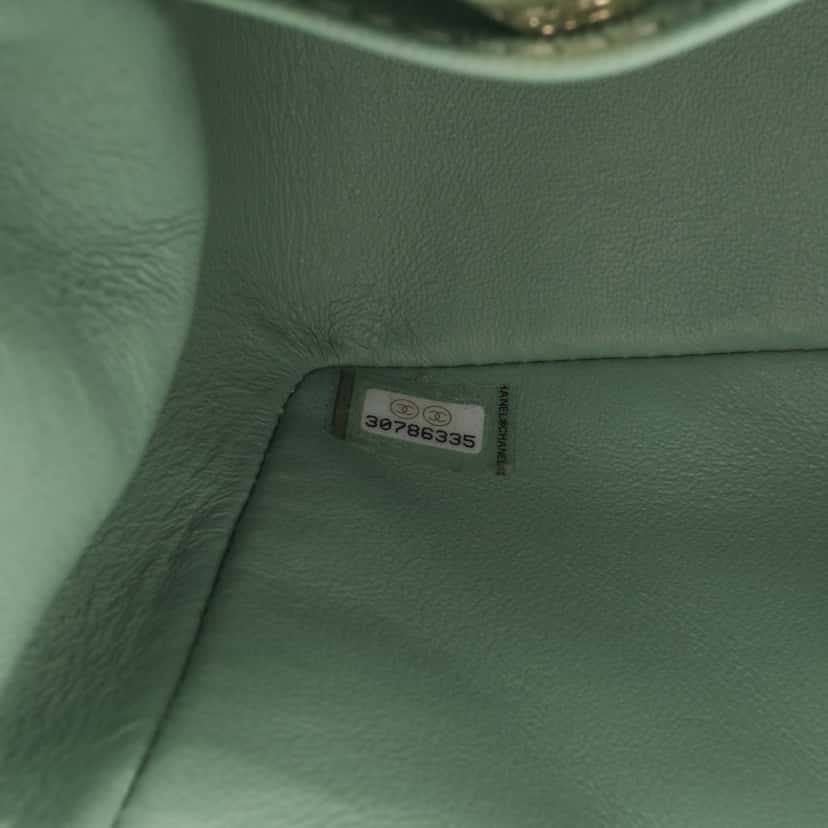 Chanel Mini Square Classic Lambskin Single Flap Green Leather Good condition - Box View