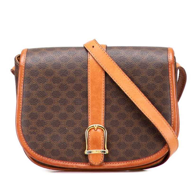 Celine Macadam Coated Canvas Crossbody Brown Canvas Good condition - Front View