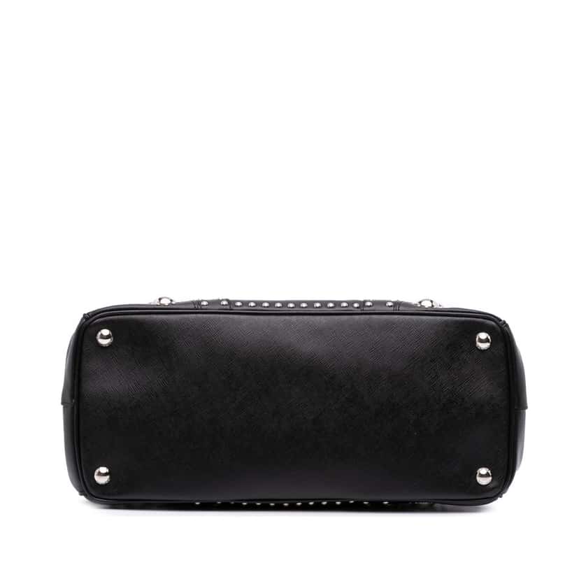 Prada Saffiano Turnlock Double Zip Studded Tote Black Leather Good condition - Inside View