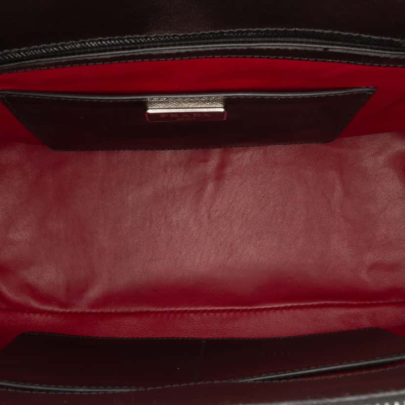 Prada Saffiano Turnlock Double Zip Studded Tote Black Leather Good condition - Model View