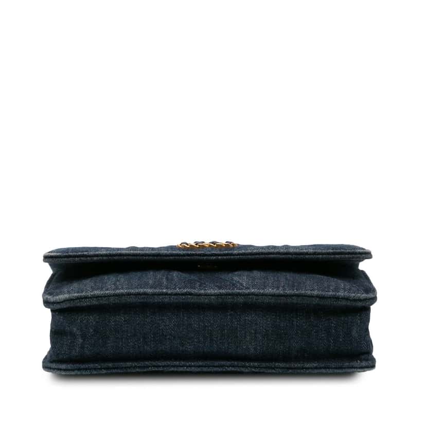 Chanel Denim 19 Flap Wallet On Chain Blue Denim Good condition - Inside View