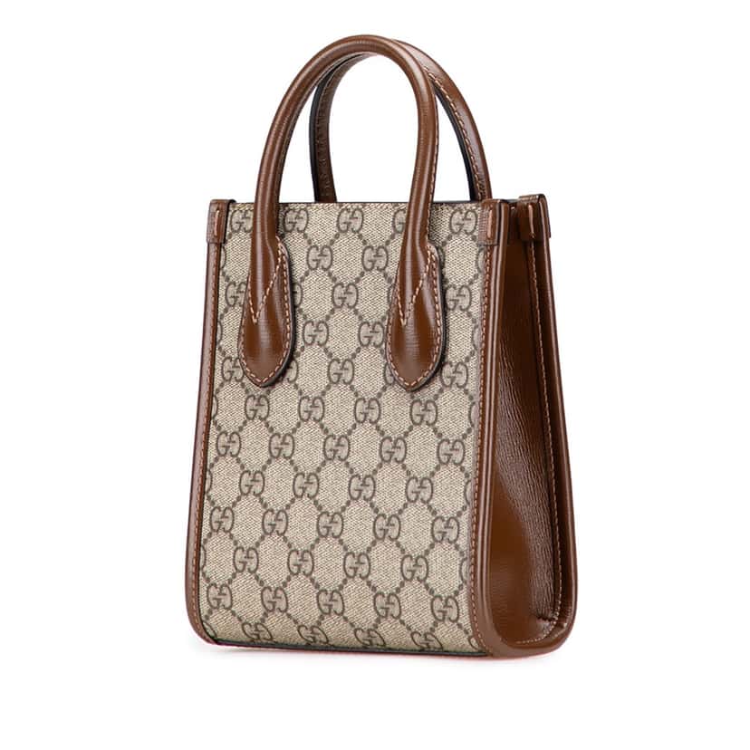 Gucci Mini GG Supreme Interlocking G Satchel Brown Canvas Good condition - Inside View