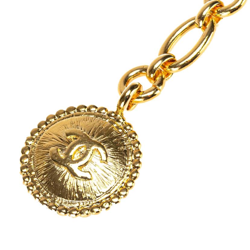 Chanel Gold Plated CC Medallion Chain Belt Gold Metal Good condition - Back View