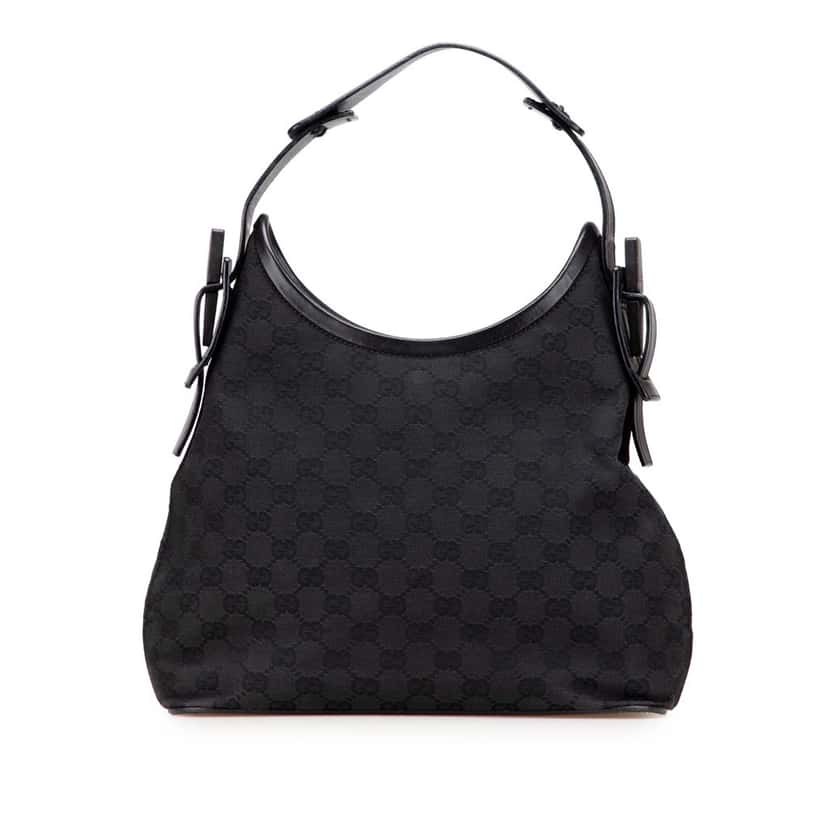 Gucci GG Canvas Shoulder Bag Black Canvas Good condition - Front View