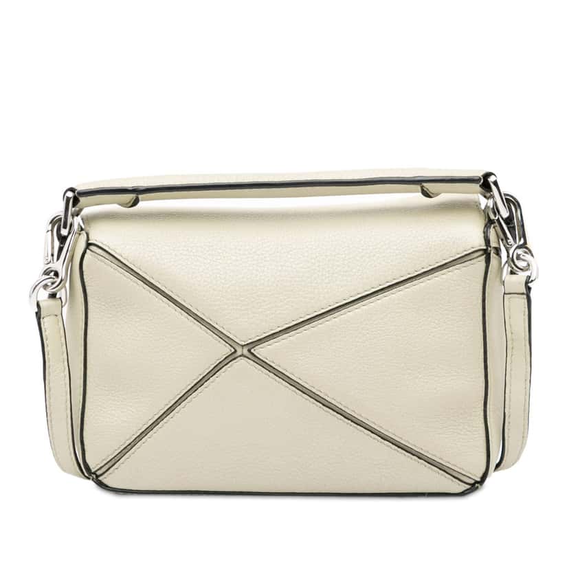Loewe Mini Calfskin Puzzle Satchel White Leather Good condition - Inside View