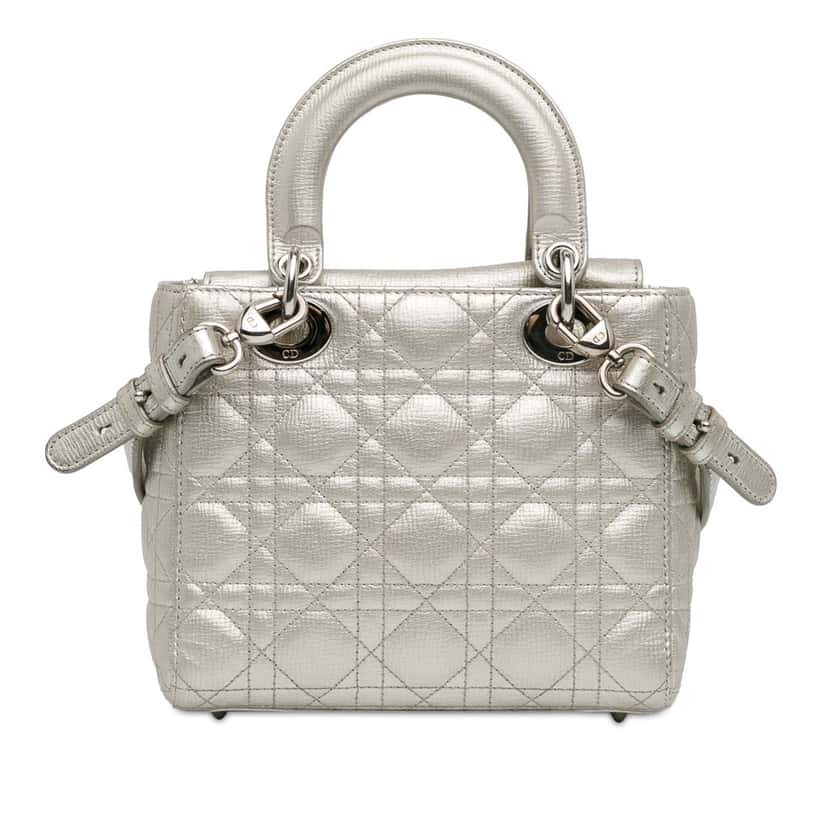 Dior Small Metallic Grained Calfskin Cannage My ABCDior Lady Dior Silver Leather Good condition - Inside View