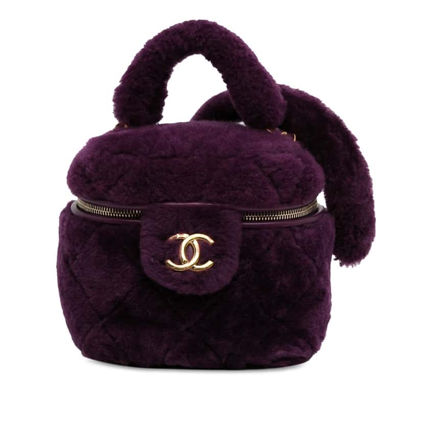 Chanel Small Quilted Shearling Vanity Case Purple Good condition - Front View