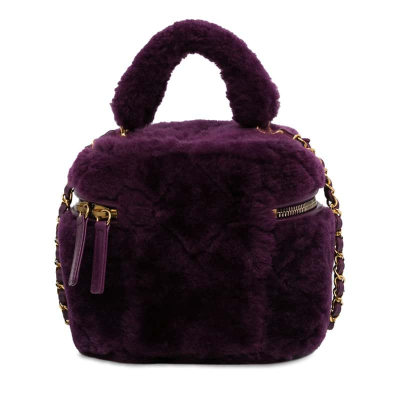 Chanel Small Quilted Shearling Vanity Case Purple Good condition - Inside View