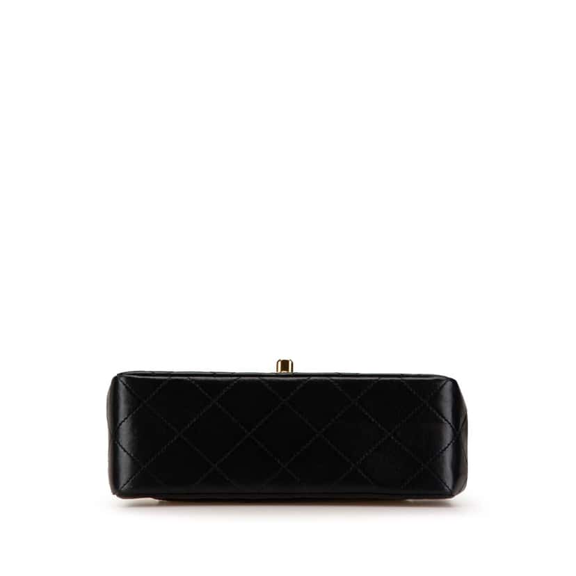 Chanel Mini Square Quilted Lambskin Single Flap Black Leather Good condition - Inside View
