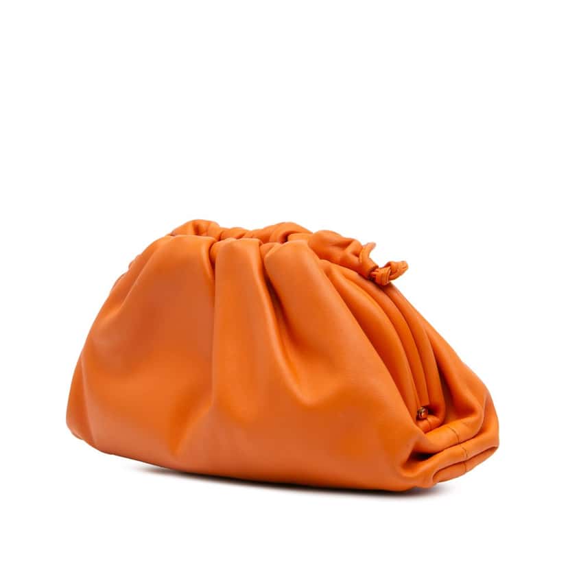 Bottega Veneta Lambskin The Mini Pouch Crossbody Orange Leather Good condition - Back View