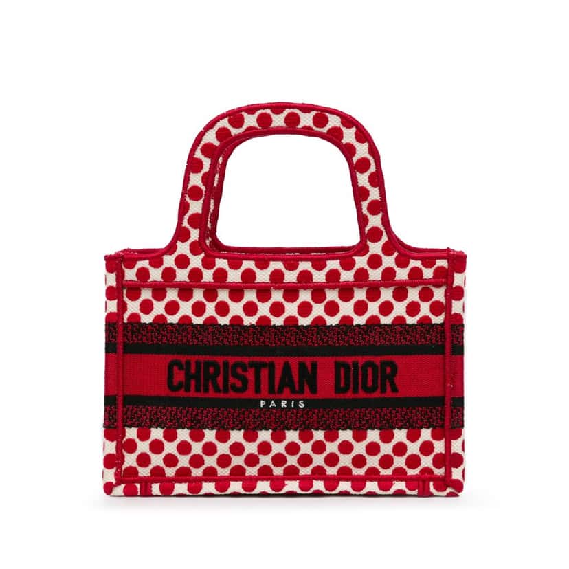 Dior Mini Dioramour Book Tote Red Canvas Good condition - Front View