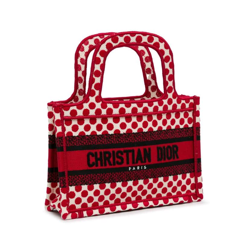 Dior Mini Dioramour Book Tote Red Canvas Good condition - Back View