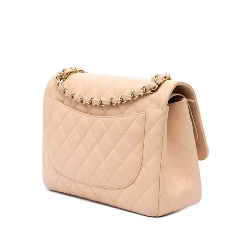 Chanel Jumbo Classic Caviar Double Flap Brown Leather Good condition - Back View