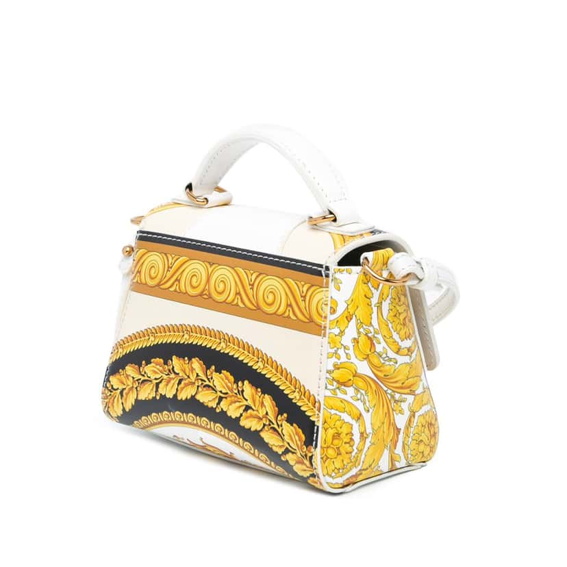 Versace Leather Baroque Virtus Satchel Gold Leather Good condition - Back View