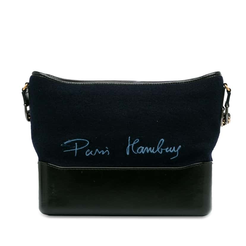 Chanel Medium Wool Paris-Hamburg Embroidered Gabrielle Crossbody Blue Wool Good condition - Inside View