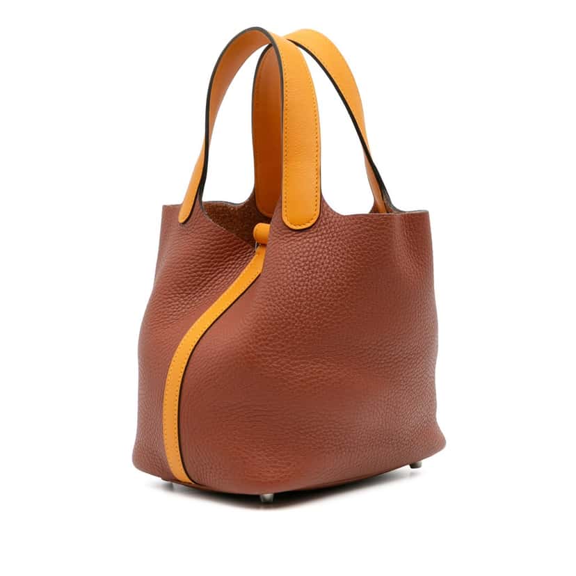 Hermès Bicolor Clemence and Swift Picotin Lock 18 Brown Leather Good condition - Back View