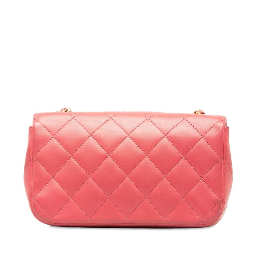 Chanel Extra Mini Lambskin V for Victory Flap Pink Leather Good condition - Inside View