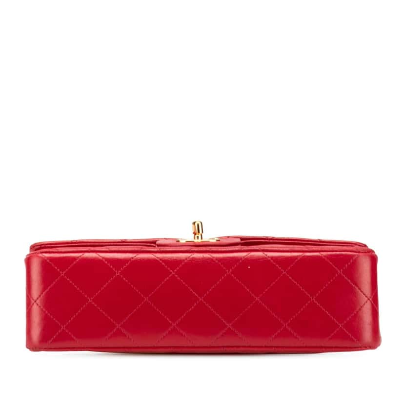 Chanel Small Classic Lambskin Double Flap Red Leather Good condition - Inside View
