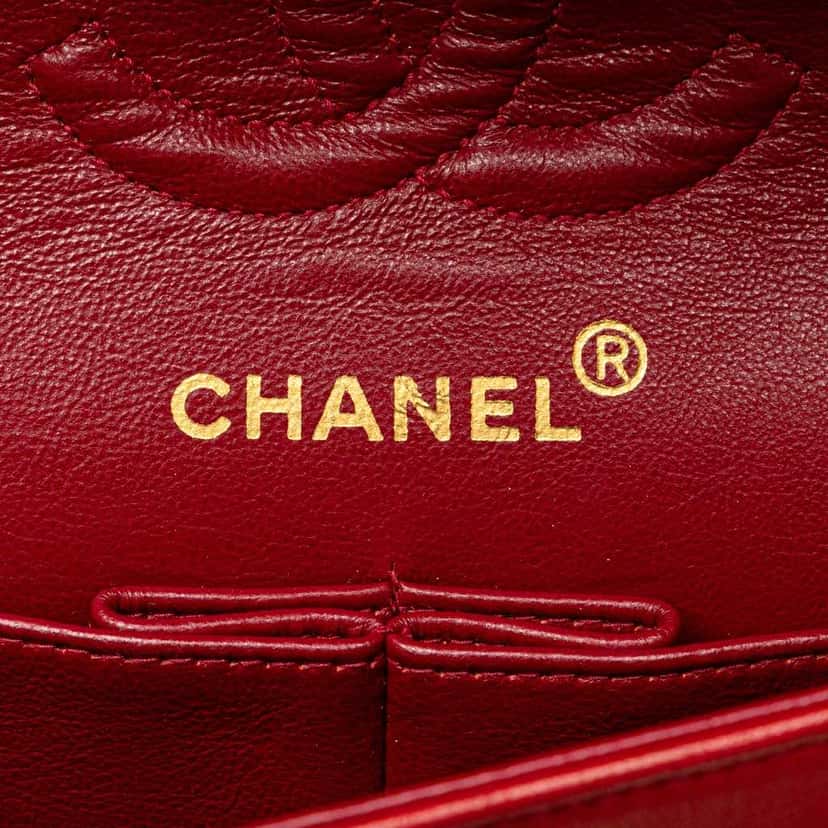 Chanel Small Classic Lambskin Double Flap Red Leather Good condition - Box View