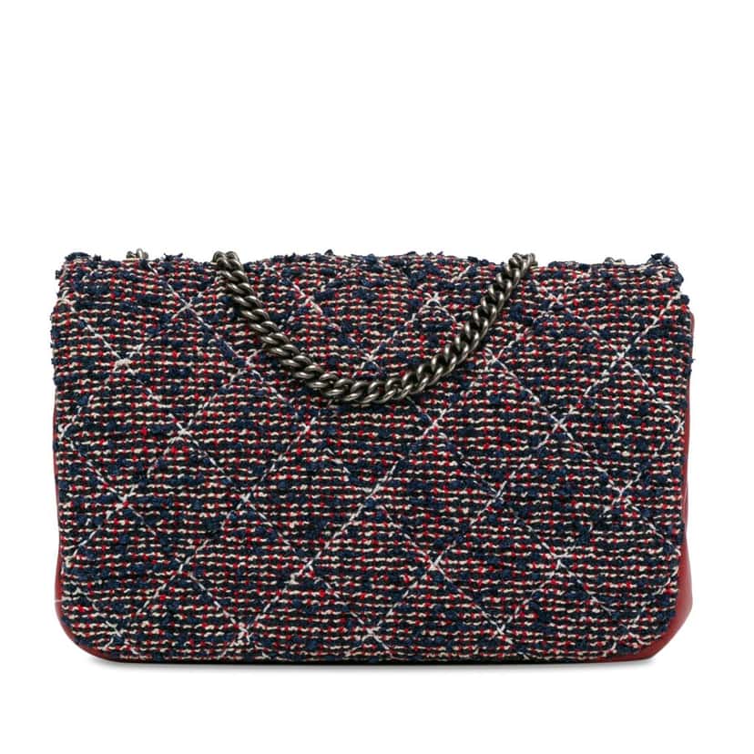 Chanel CC Quilted Tweed Single Flap Blue Tweed Good condition - Inside View