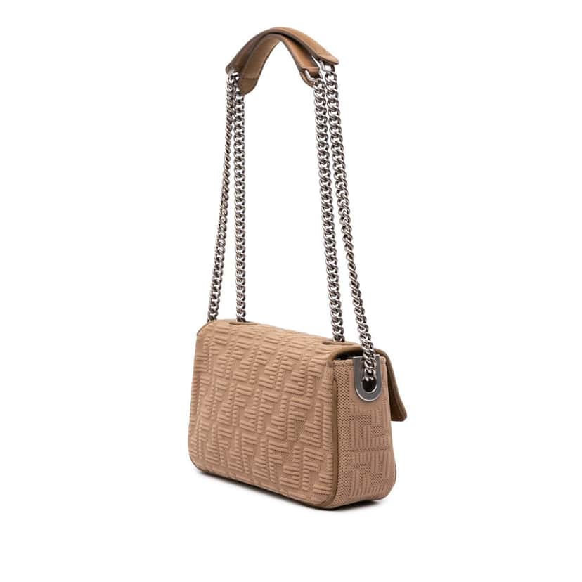 Fendi Zucca Canvas Chain Midi Baguette Brown Canvas Good condition - Back View