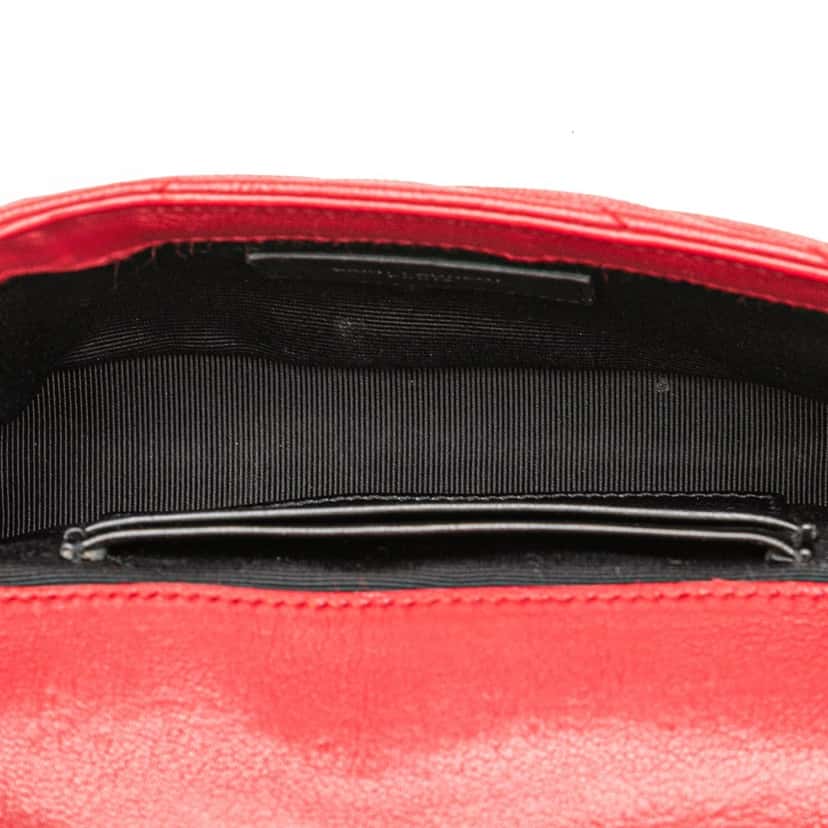 Saint Laurent Baby Sheepskin Chevron Classic Monogram Chain Bag Red Leather Good condition - Model View