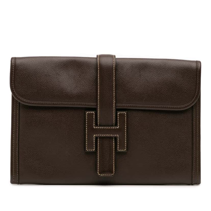 Hermès Epsom Jige PM Brown Leather Good condition - Front View