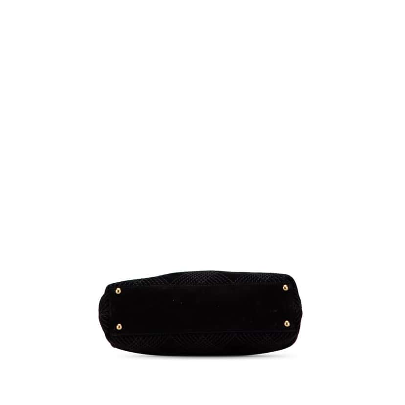 Chanel CC Stitched Suede Tote Black Leather Good condition - Inside View