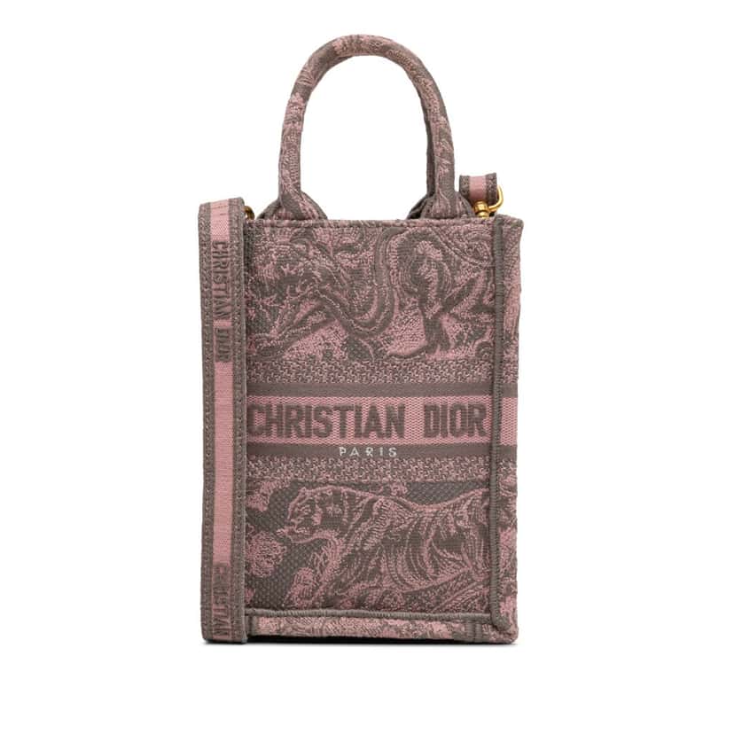 Dior Mini Toile de Jouy Vertical Book Tote Pink Canvas Good condition - Front View