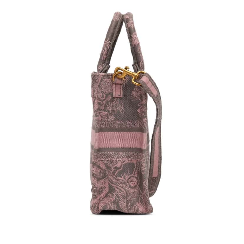 Dior Mini Toile de Jouy Vertical Book Tote Pink Canvas Good condition - Model View
