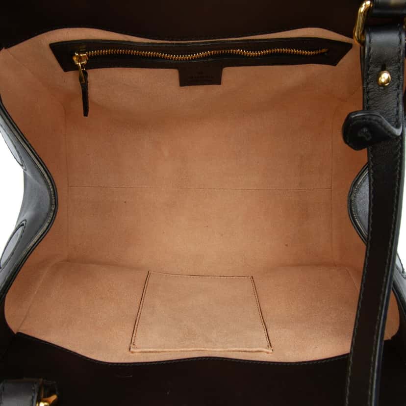 Gucci Small Leather Bamboo Nymphaea Satchel Black Leather Good condition - Model View