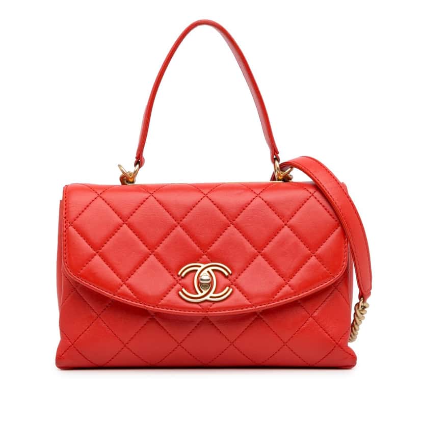 Chanel Medium Trendy Spirit Top Handle Bag Red Leather Good condition - Front View