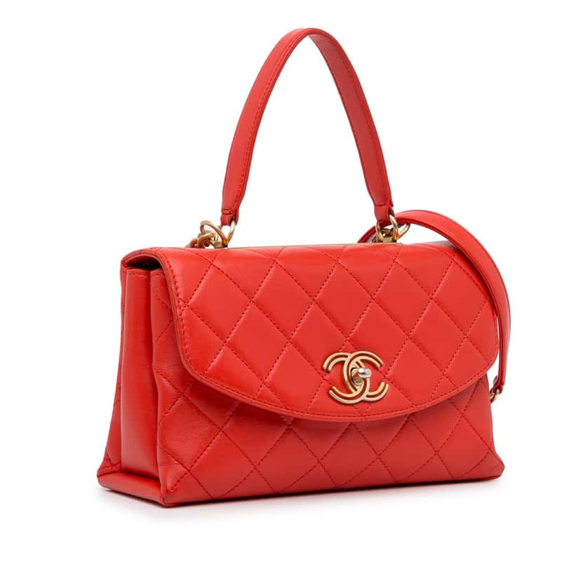Chanel Medium Trendy Spirit Top Handle Bag Red Leather Good condition - Back View