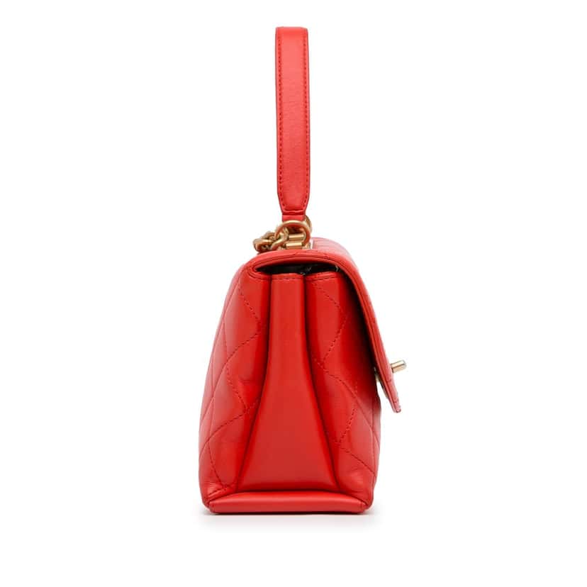 Chanel Medium Trendy Spirit Top Handle Bag Red Leather Good condition - Inside View