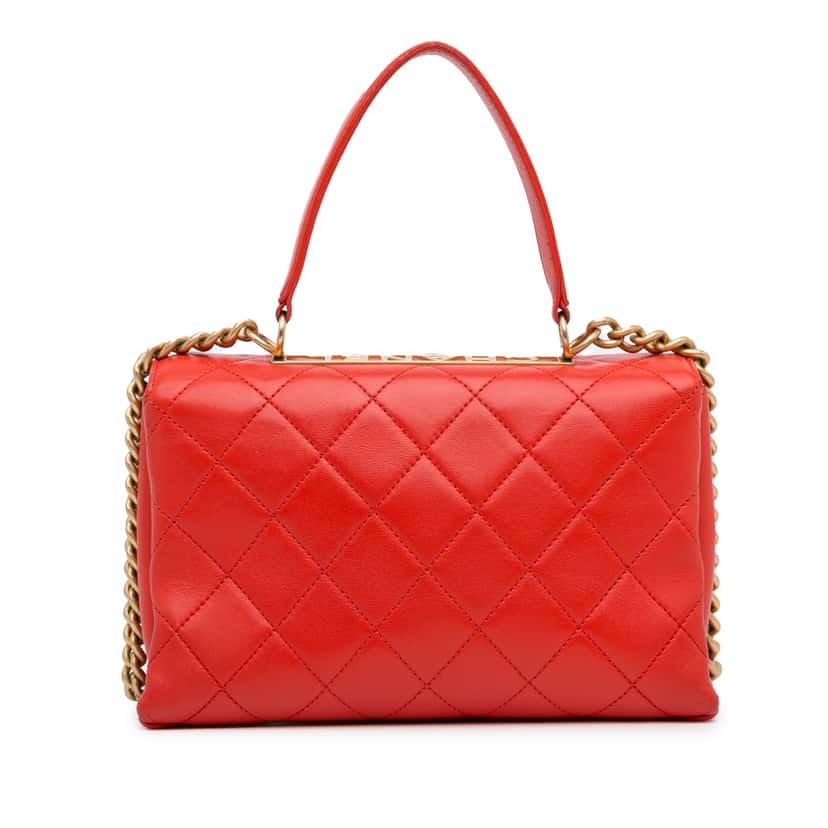 Chanel Medium Trendy Spirit Top Handle Bag Red Leather Good condition - Model View