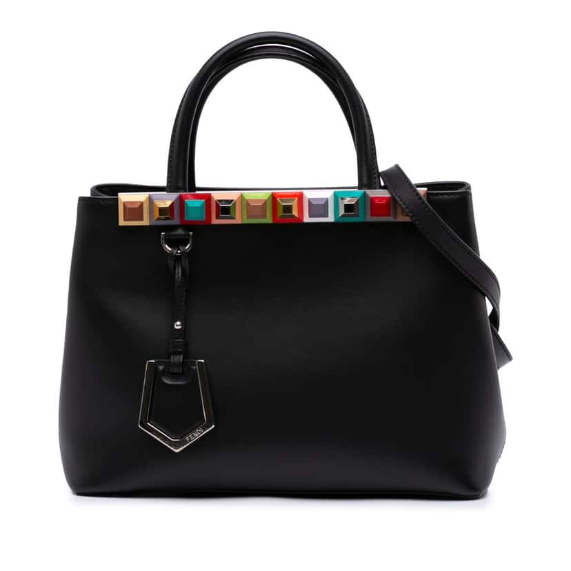Fendi Petite Studded Leather 2Jours Satchel Black Leather Good condition - Front View