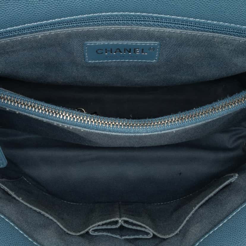 Chanel Large Caviar Coco Top Handle Bag Blue Leather Good condition - Box View