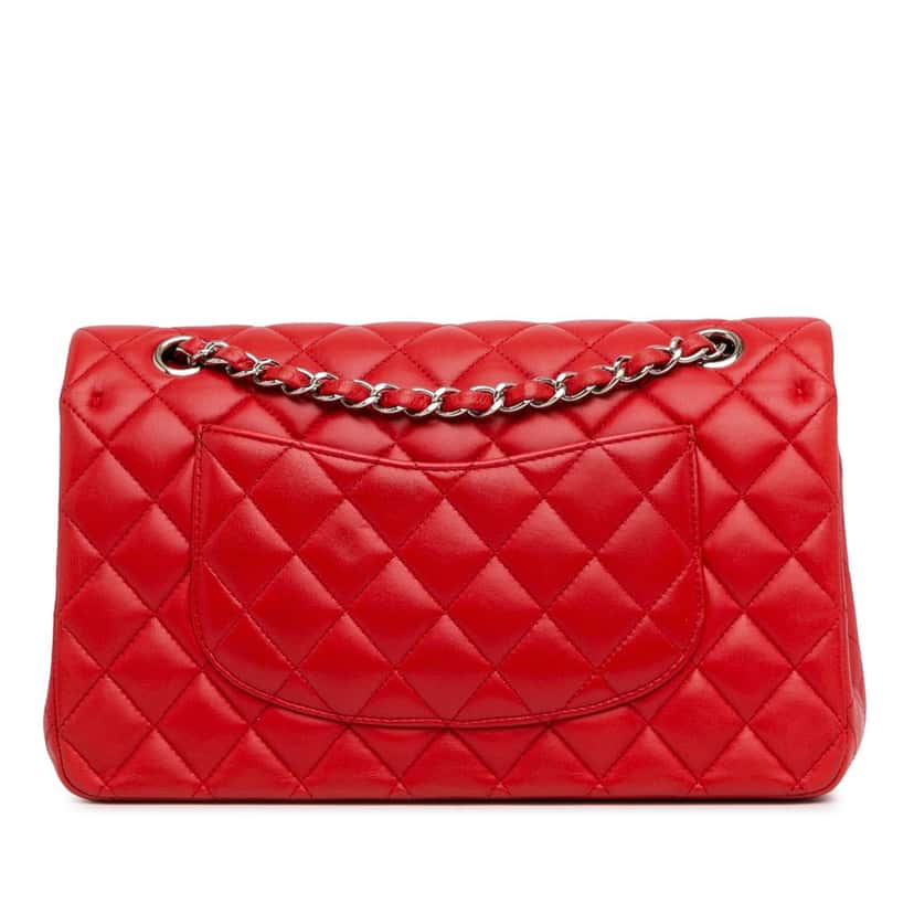 Chanel Medium Classic Lambskin Double Flap Red Leather Good condition - Inside View