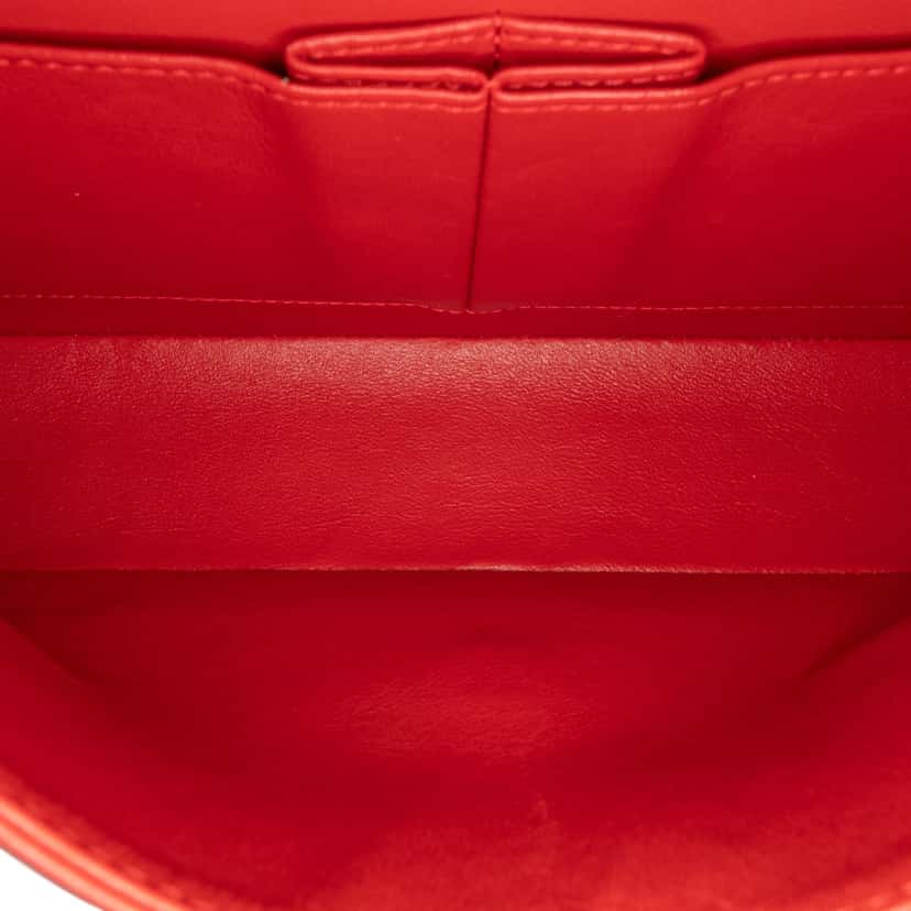 Chanel Medium Classic Lambskin Double Flap Red Leather Good condition - Box View