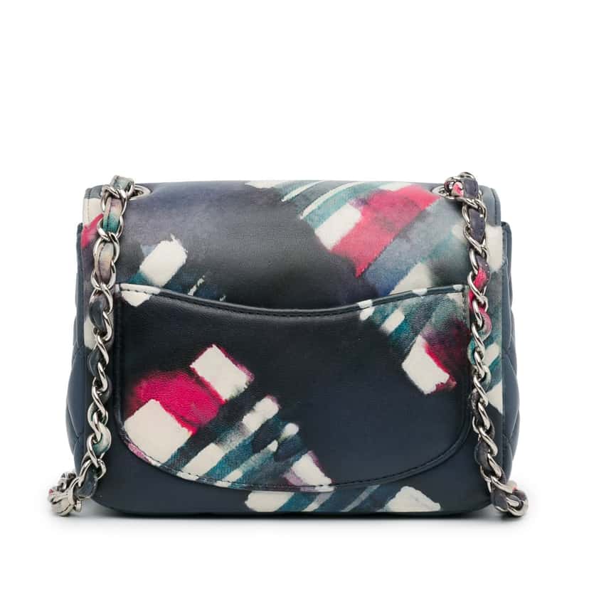 Chanel Mini Square Classic Calfskin Airline Flap Blue Leather Good condition - Inside View