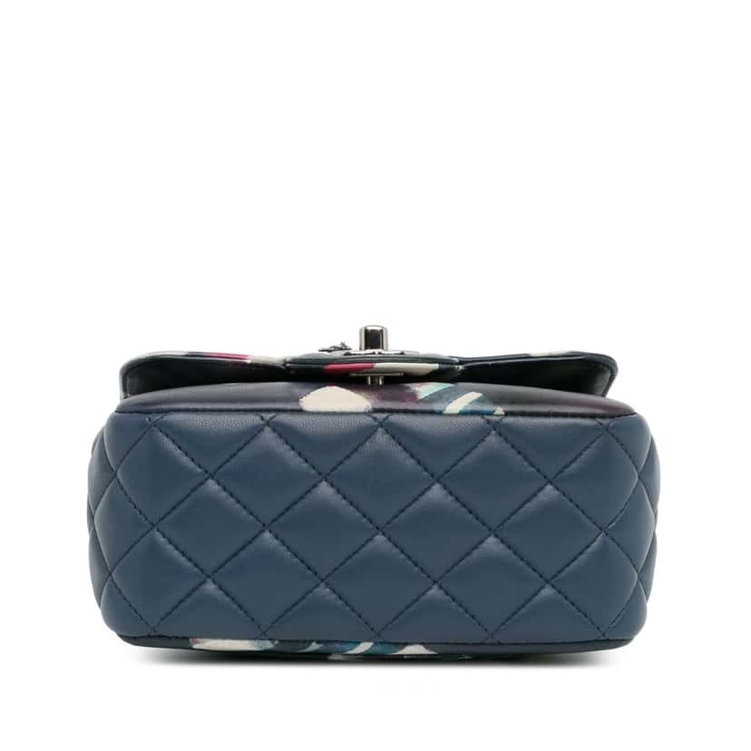 Chanel Mini Square Classic Calfskin Airline Flap Blue Leather Good condition - Model View